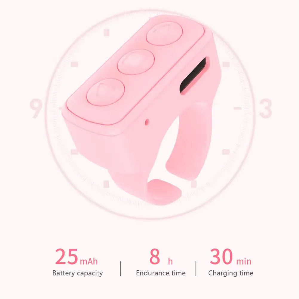 Wireless Fingertip Remote Control Ring Blue Tooth Ring Scroller Page Turner Stable Connection Wireless Page Turner for Tiktoks